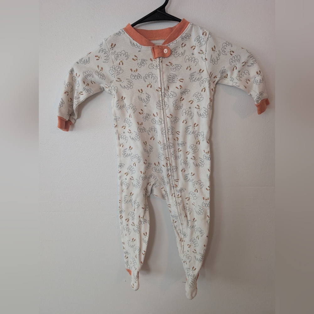 Burt's Bees Baby Turkey Thanksgiving Pattern Footed Pajamas 6-9 Months‎